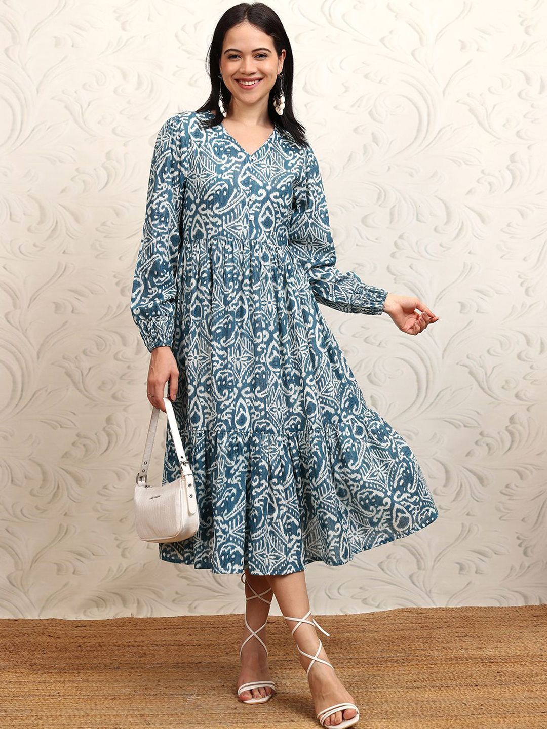 Vishudh Ethnic Motifs Print A-Line Dress