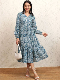 Vishudh Ethnic Motifs Print A-Line Dress