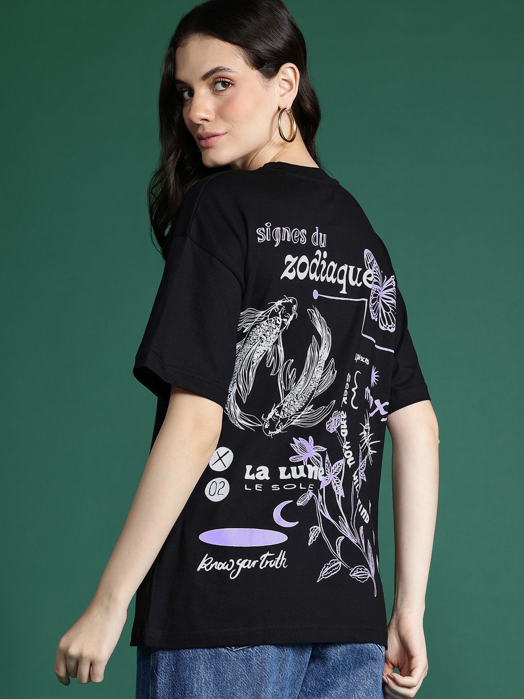 DressBerry Women Printed Drop-Shoulder Sleeves Pure Cotton T-shirt