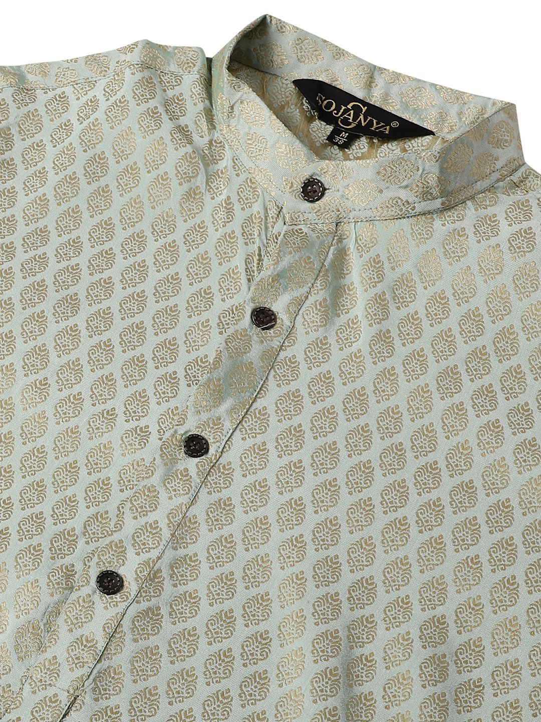 SOJANYA Ethnic Motifs Woven Design Band Collar Straight Kurta