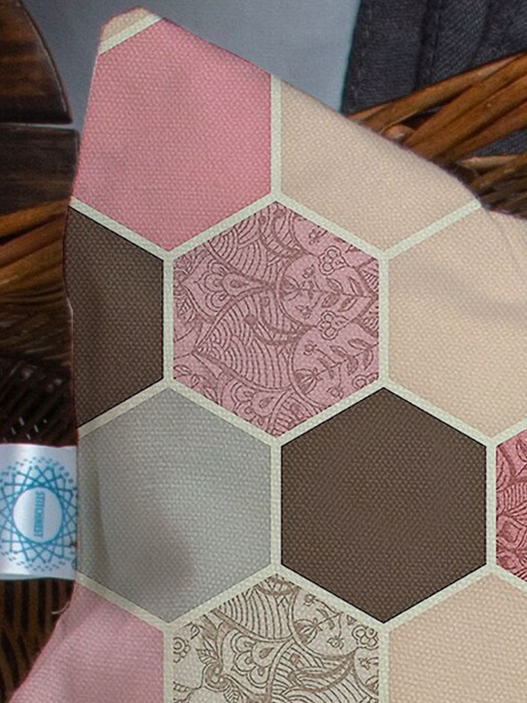 STITCHNEST Peach & Pink Set Of 5 Geometric Printed Square Cushion Covers