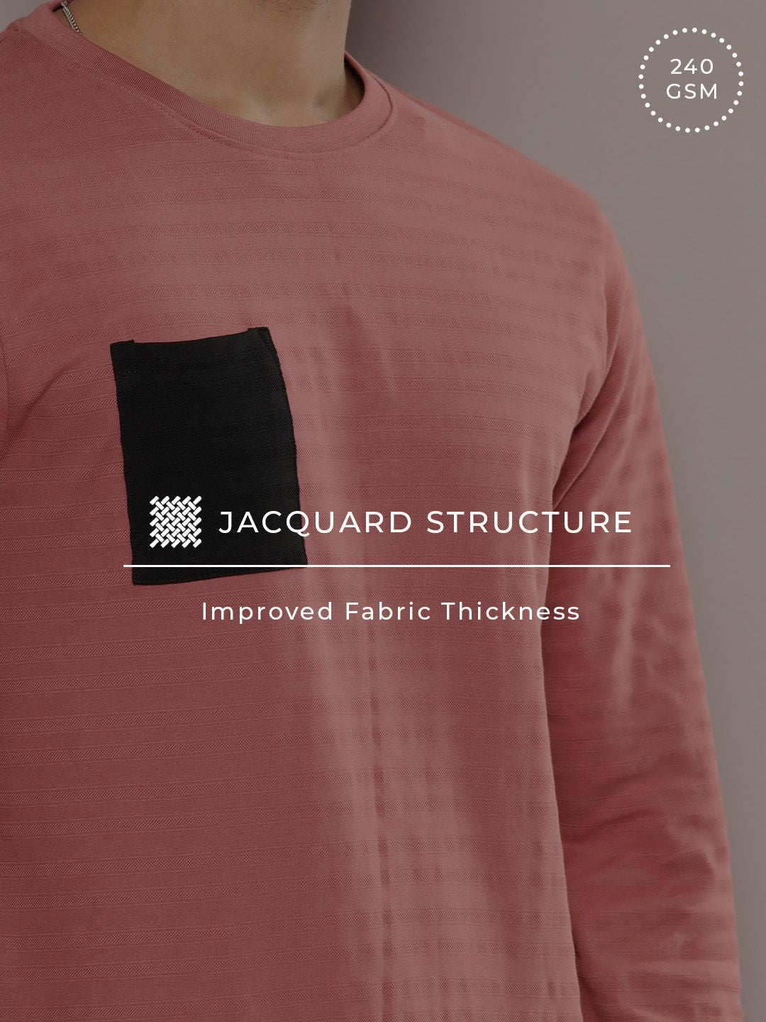 DILLINGER Lelaki Berjalur Poket Kapas Tulen T-shirt