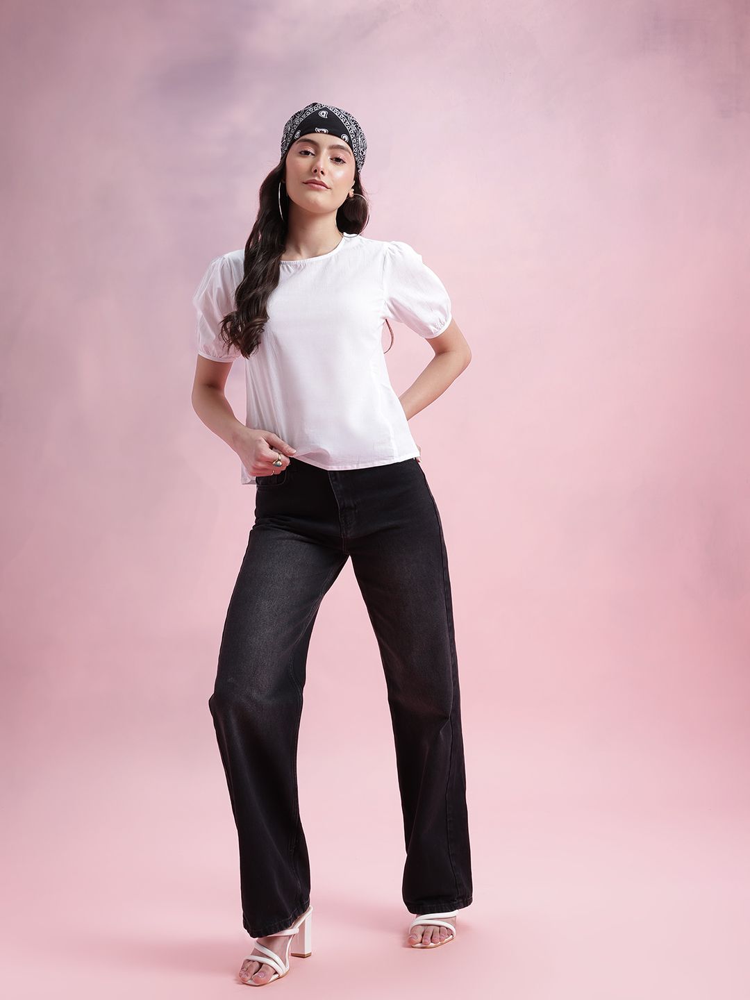 DressBerry Puff Sleeves Pure Cotton Top