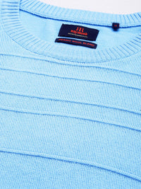Raymond Men Blue Striped Pullover