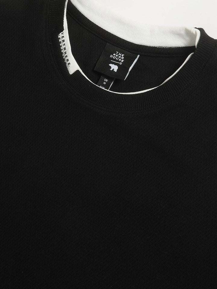 THE BEAR HOUSE Round Neck Relaxed Fit Drop Shoulder Sleeves Sweatshirt