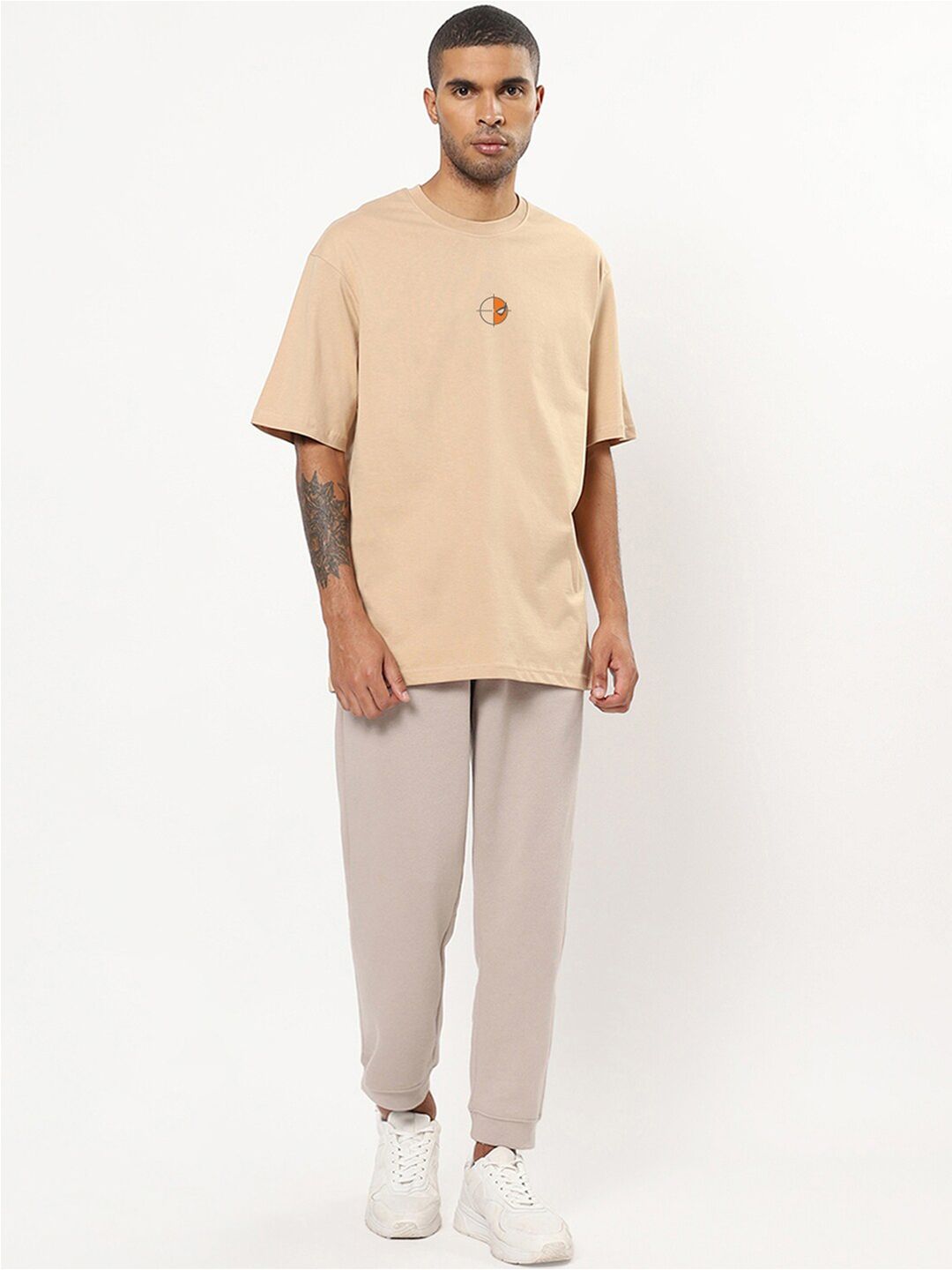 Bewakoof Deathstroke Printed Drop-Shoulder Sleeves Oversized Cotton T-shirt