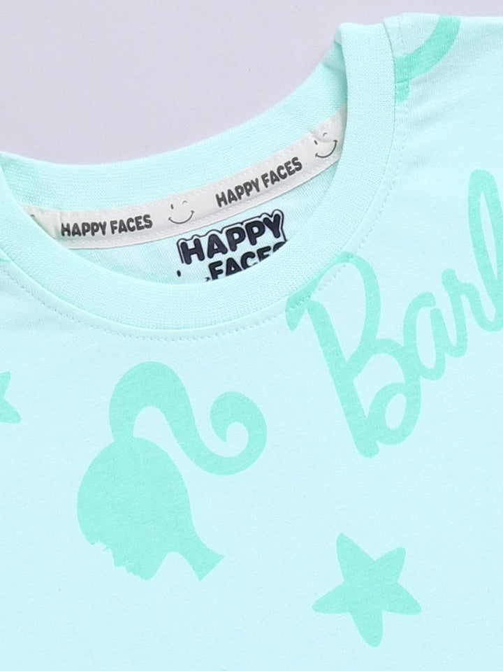 Happy Faces Girls Barbie Printed Pure Cotton T-shirt