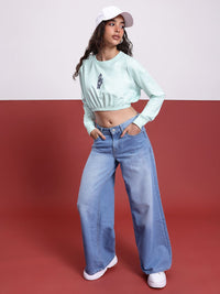 DressBerry Printed Cropped Sweatshirt