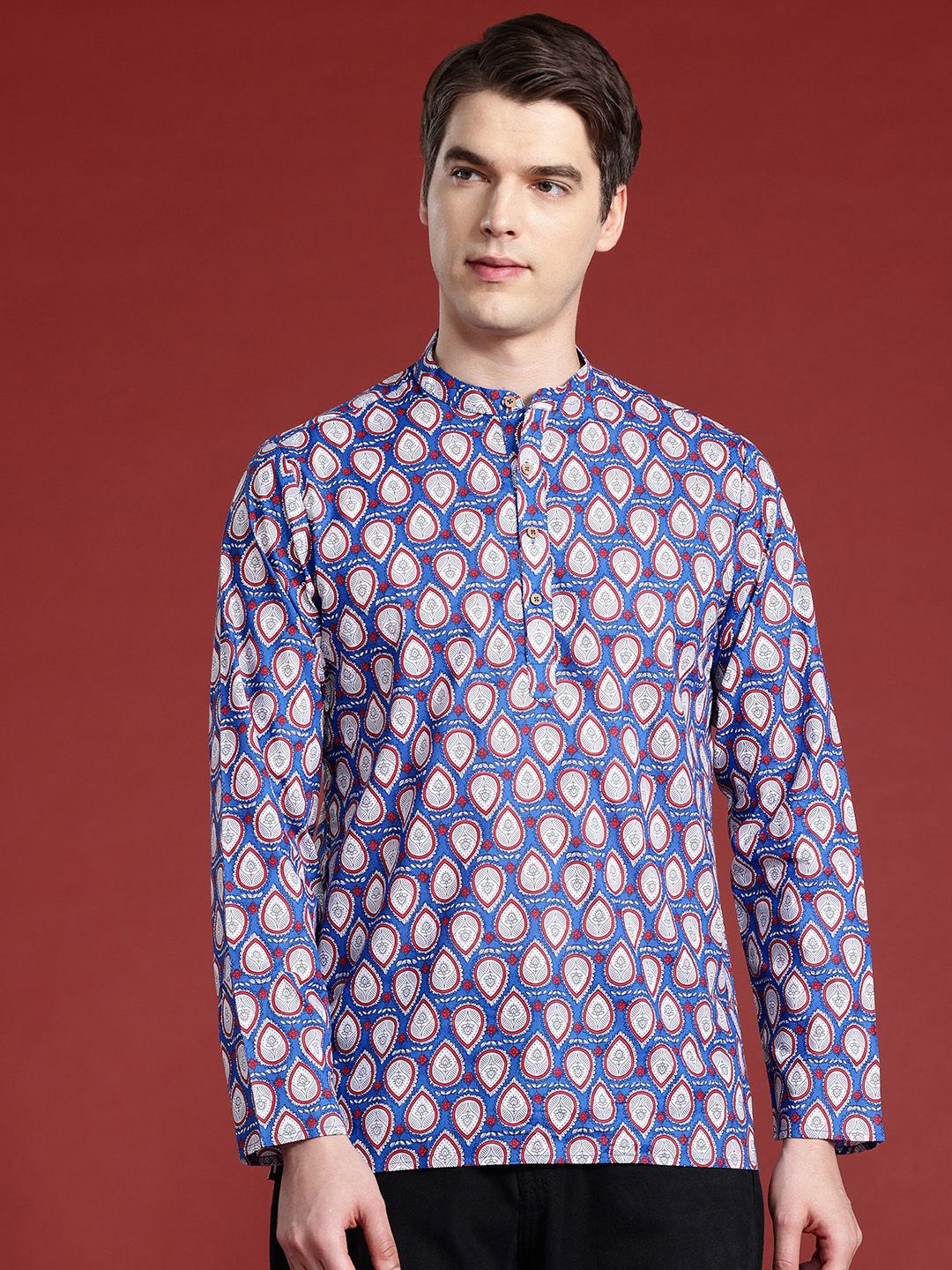 Anouk Pure Cotton Printed Mandarin Collar Kurta