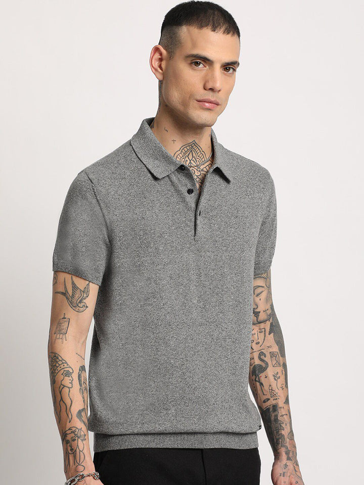 THE BEAR HOUSE Men Solid Regular Fit Cotton Polo Collar T-Shirts