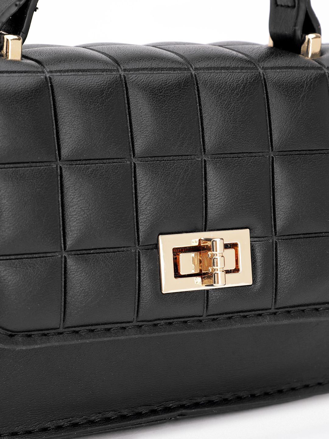 DressBerry Quilted Structured Satchel Bag