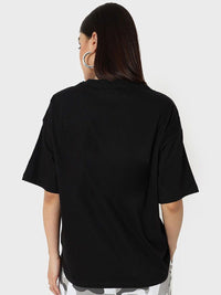 Bewakoof Women Tropical Vibes Typography Oversized T-shirt