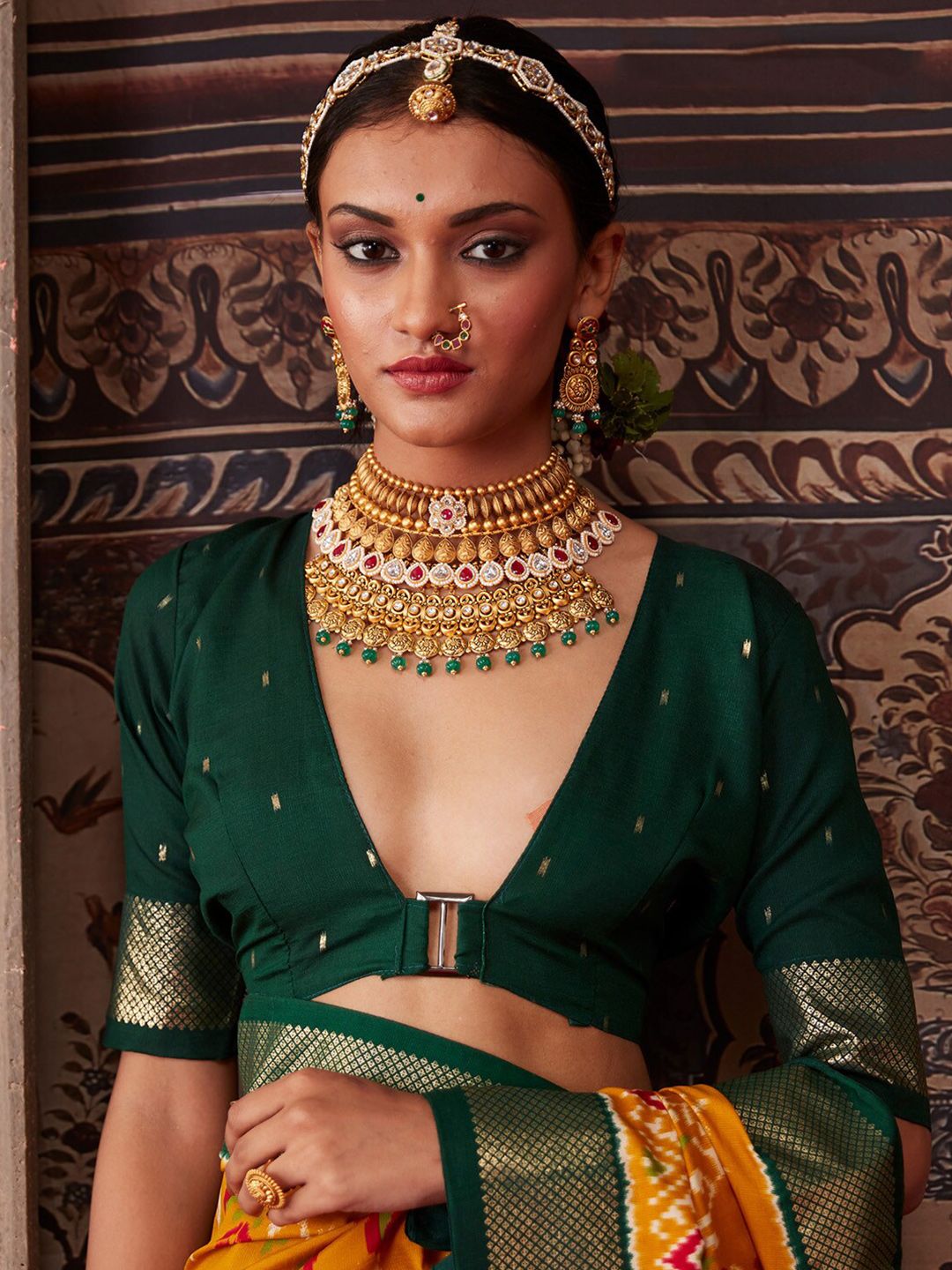 Saree mall Ethnic Motifs Printed Zari Patola Sarees