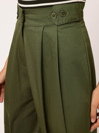 DressBerry Women High-Rise Pleated Pure Cotton Trousers