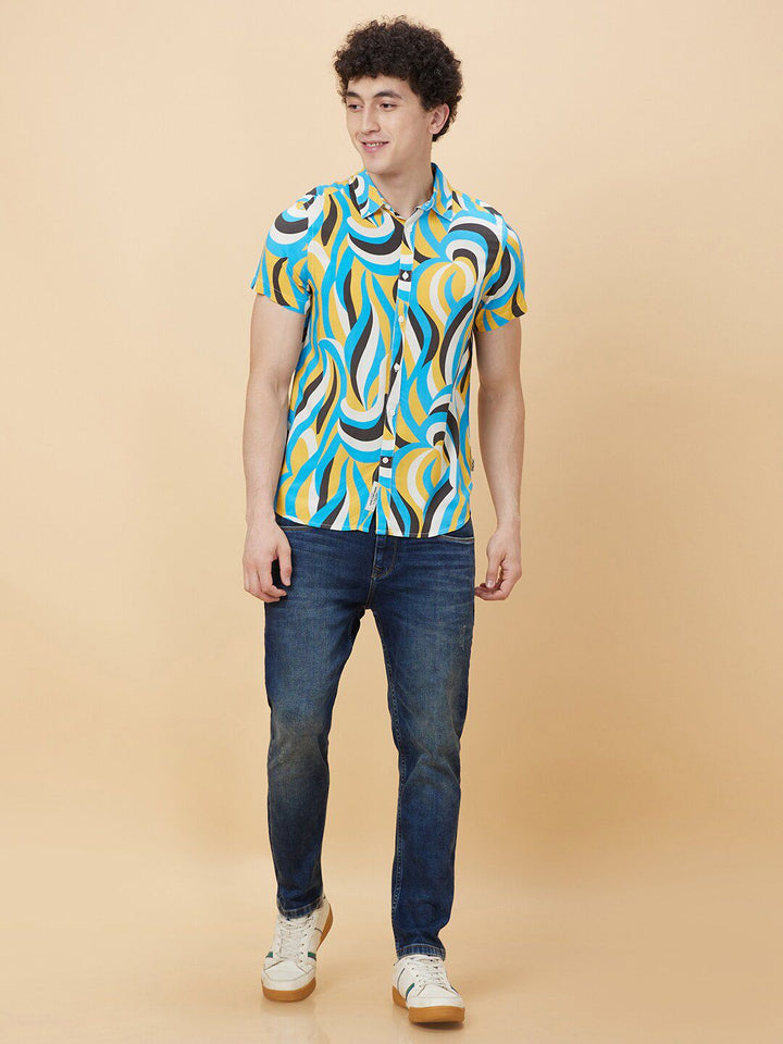 Being Human Slim Fit Geometric Printed Casual Shirt