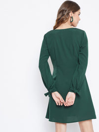 Berrylush Women Green Solid A-Line Dress