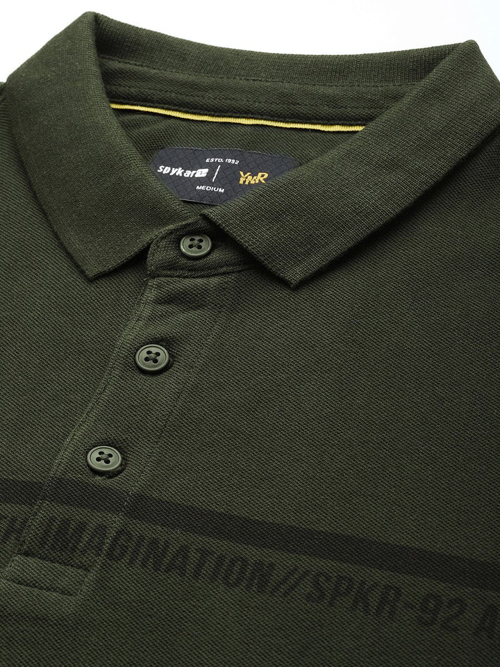 SPYKAR Typography Printed Polo Collar Pure Cotton Slim Fit T-shirt