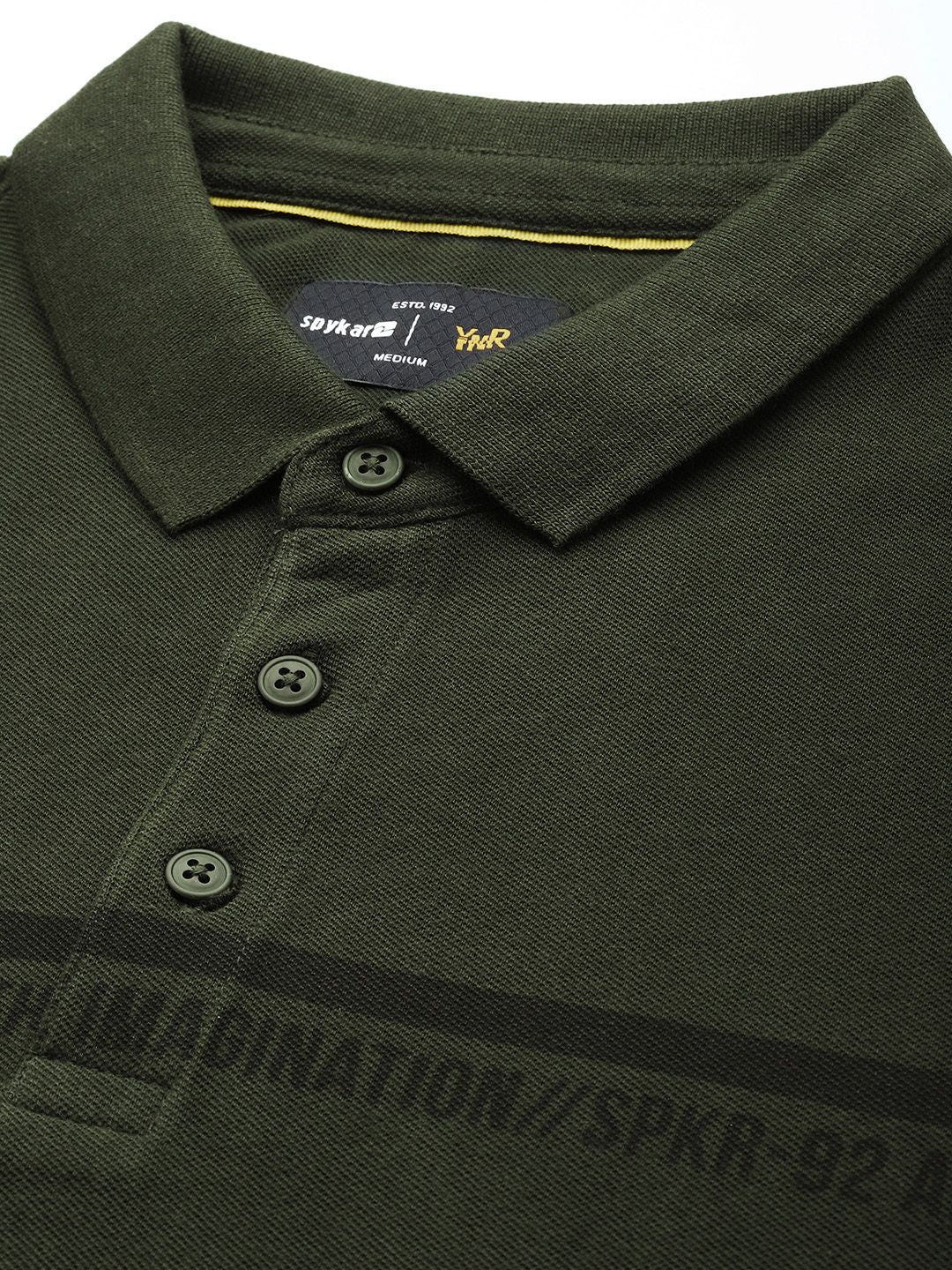 SPYKAR Typography Printed Polo Collar Pure Cotton Slim Fit T-shirt