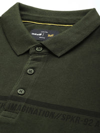 SPYKAR Typography Printed Polo Collar Pure Cotton Slim Fit T-shirt
