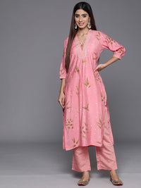 Libas Floral Printed Regular Gotta Patti Kurta with Palazzos