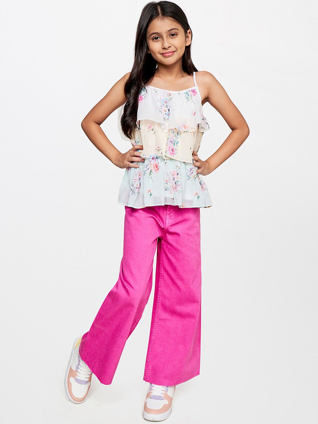 AND Girls High-Rise Pure Cotton Parallel Trousers