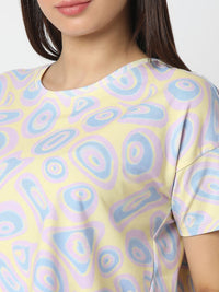 SPYKAR Women Abstract Printed Round Neck Cotton T-shirt