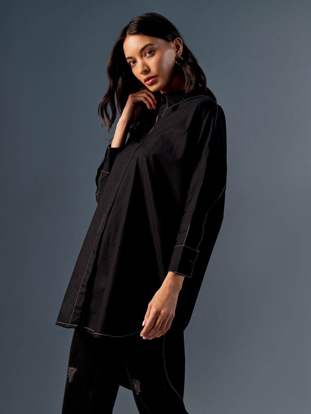 AND Shirt Collar Cotton Shirt Style Top