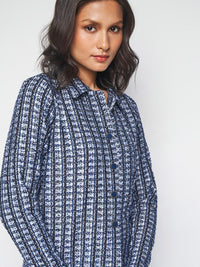 AND Self Design Spread Collar Long Sleeves Crop Tailored Jacket