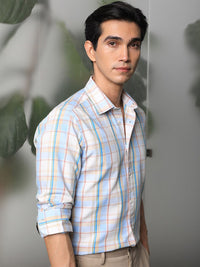 RARE RABBIT Men Campo Slim Fit Tartan Check Opaque Cotton Shirt