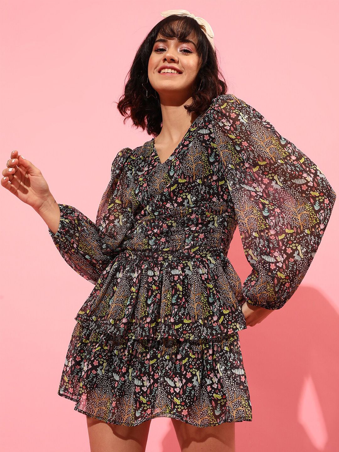 STREET 9 Floral Printed A-Line Mini Dress