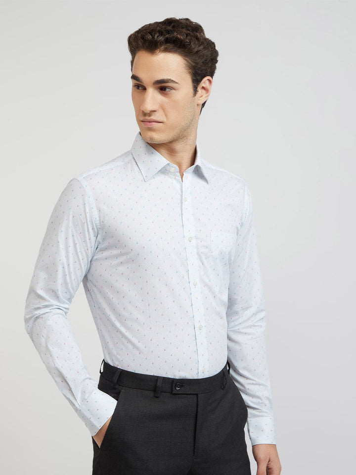 Raymond Men Slim Fit Geometric Printed Pure Cotton Formal Shirt