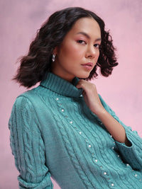 DressBerry Embellished Cable Knit Sheath Acrylic Winter Dress