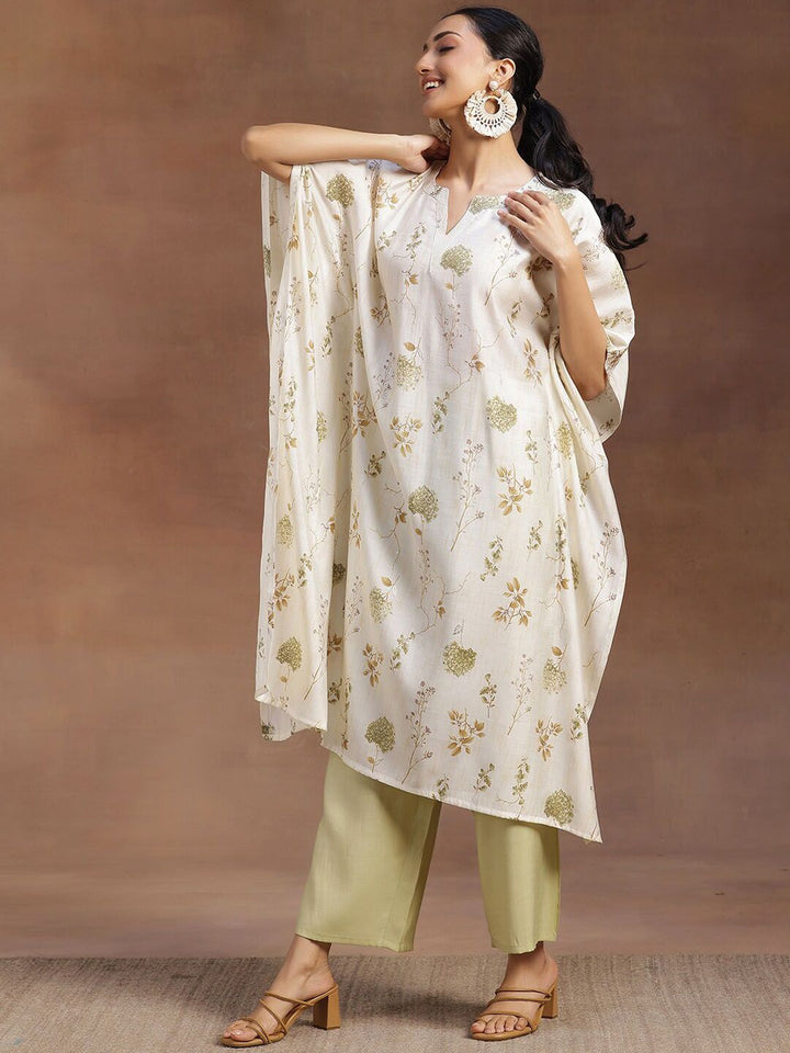 Libas Printed V-Neck Kaftan Tunic With Palazzos Co-Ords