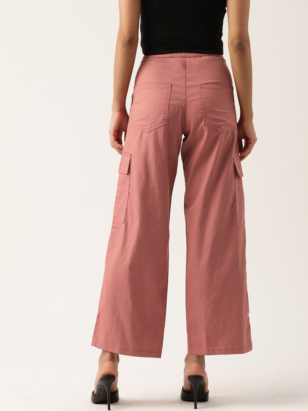 STREET 9 Women Pure Cotton Wide Leg Cargos Trouser