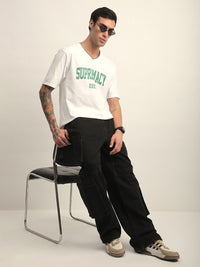 DILLINGER Men Short Sleeve Oversized V-Neck Printed Tshirt