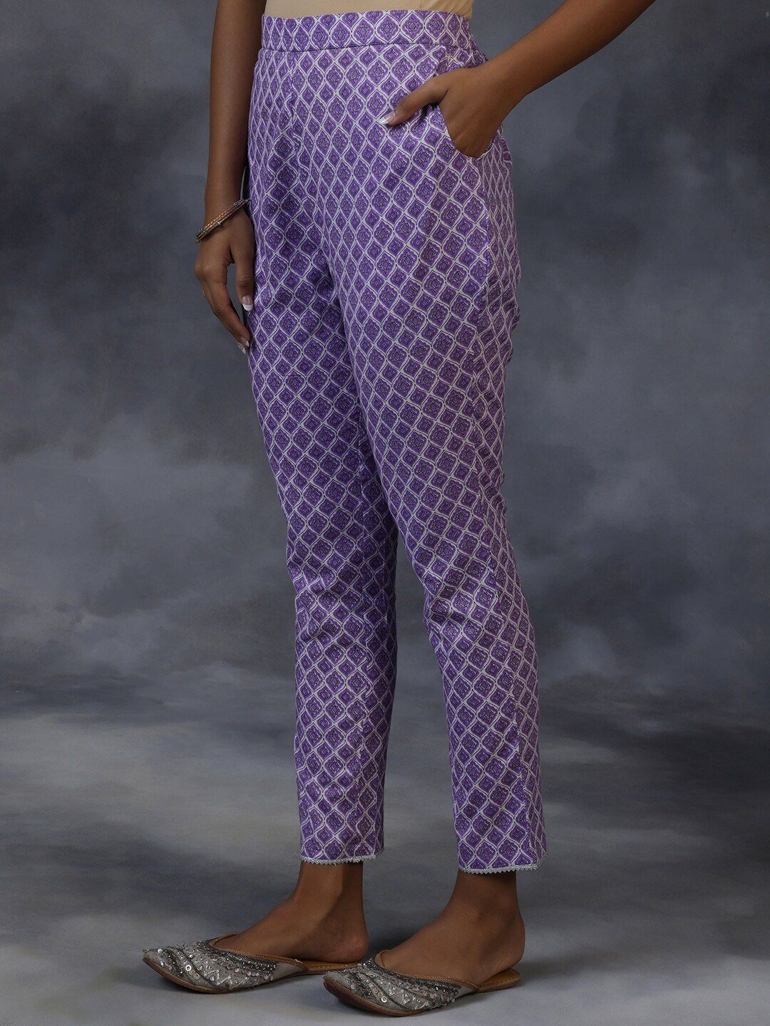 Libas Ethnic Motifs Printed A-Line Pure Cotton Kurta with Trousers & Dupatta
