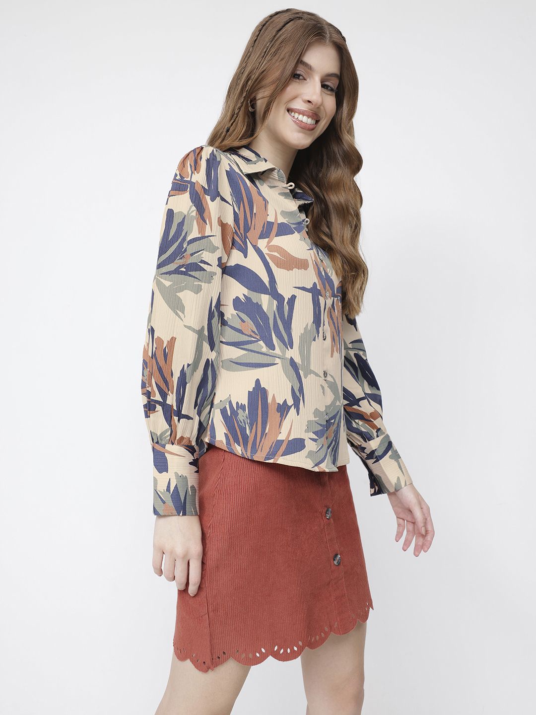 DressBerry Beach to Brunch Abstract Floral Shirt