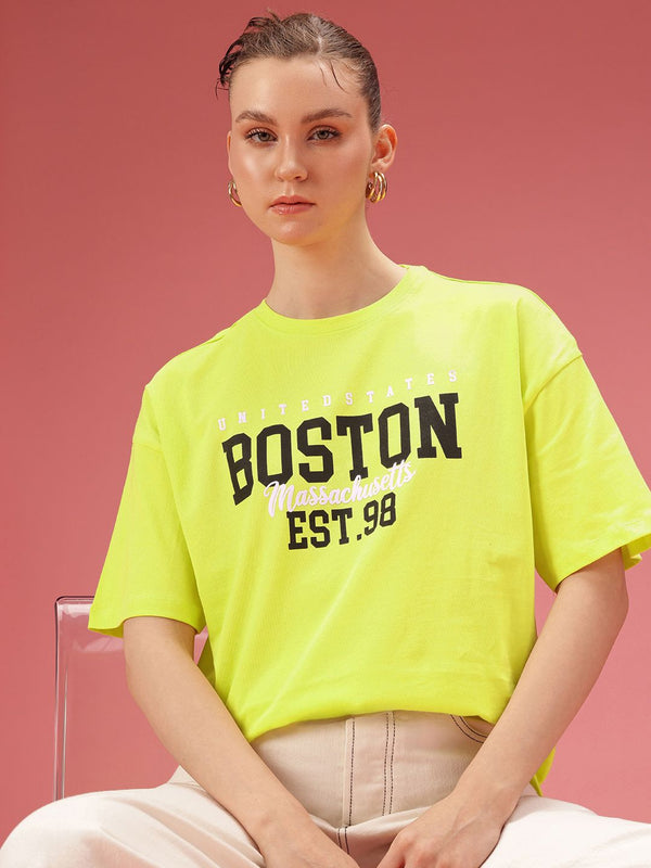 DressBerry Pure Cotton Typography Printed Relaxed Fit T-shirt