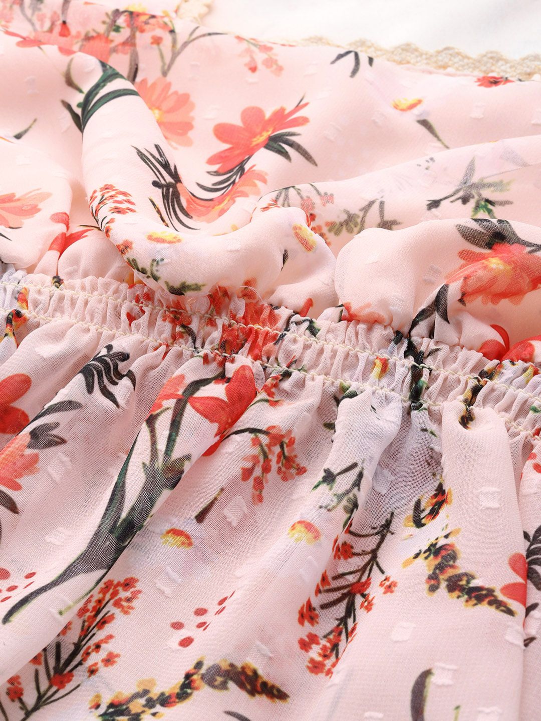 DressBerry Floral Print Cinched Waist Top