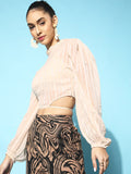 STREET 9 Women Classic Cream Vertical Striped Top