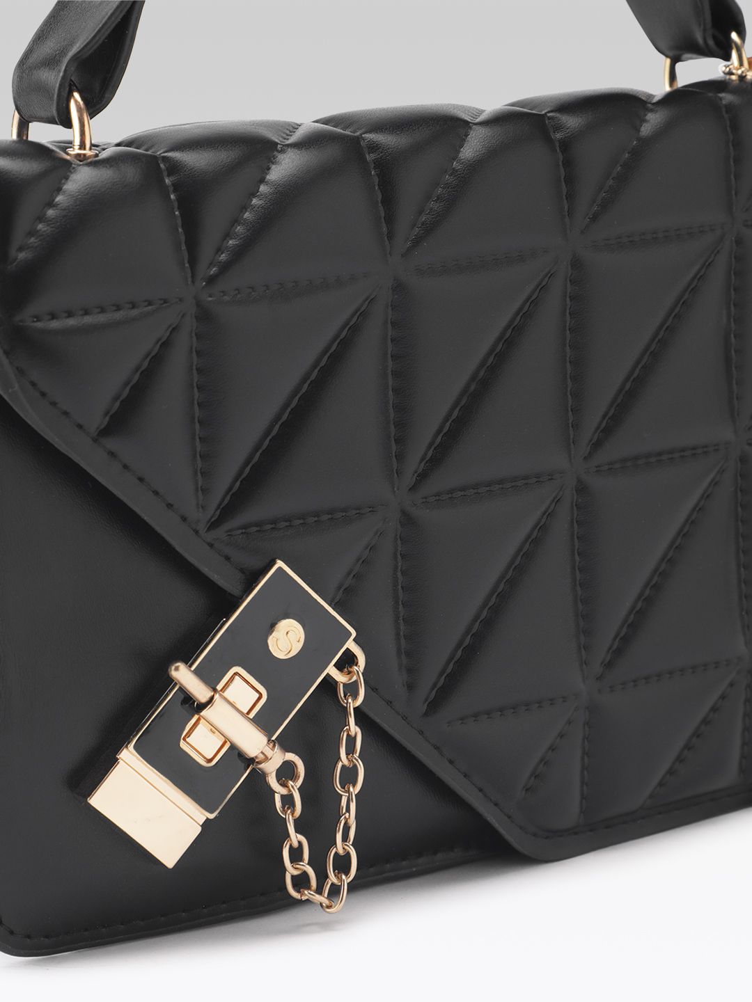 DressBerry Quilted Structured Satchel Bag