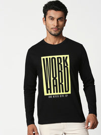 Bewakoof Men Black & Yellow Printed Round Neck T-shirt