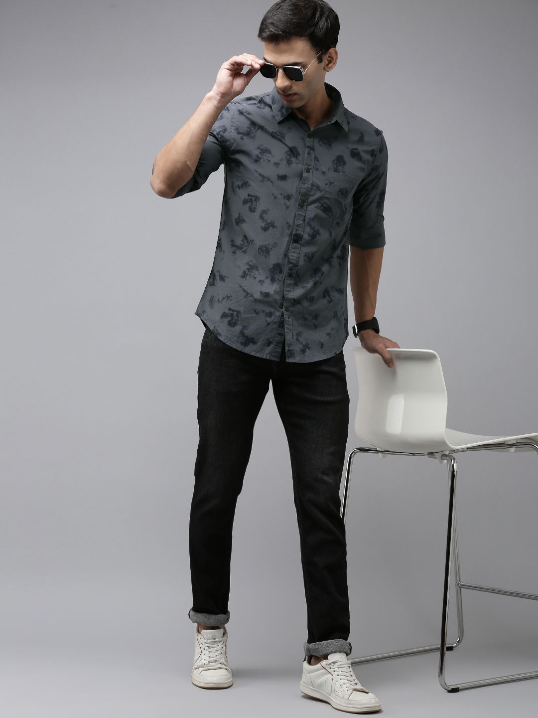 SPYKAR Men Slim Fit Printed Pure Cotton Casual Shirt