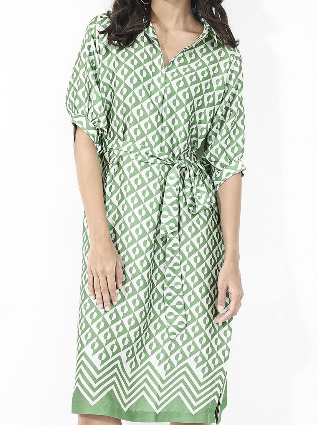 RAREISM Printed Shirt Midi Dress