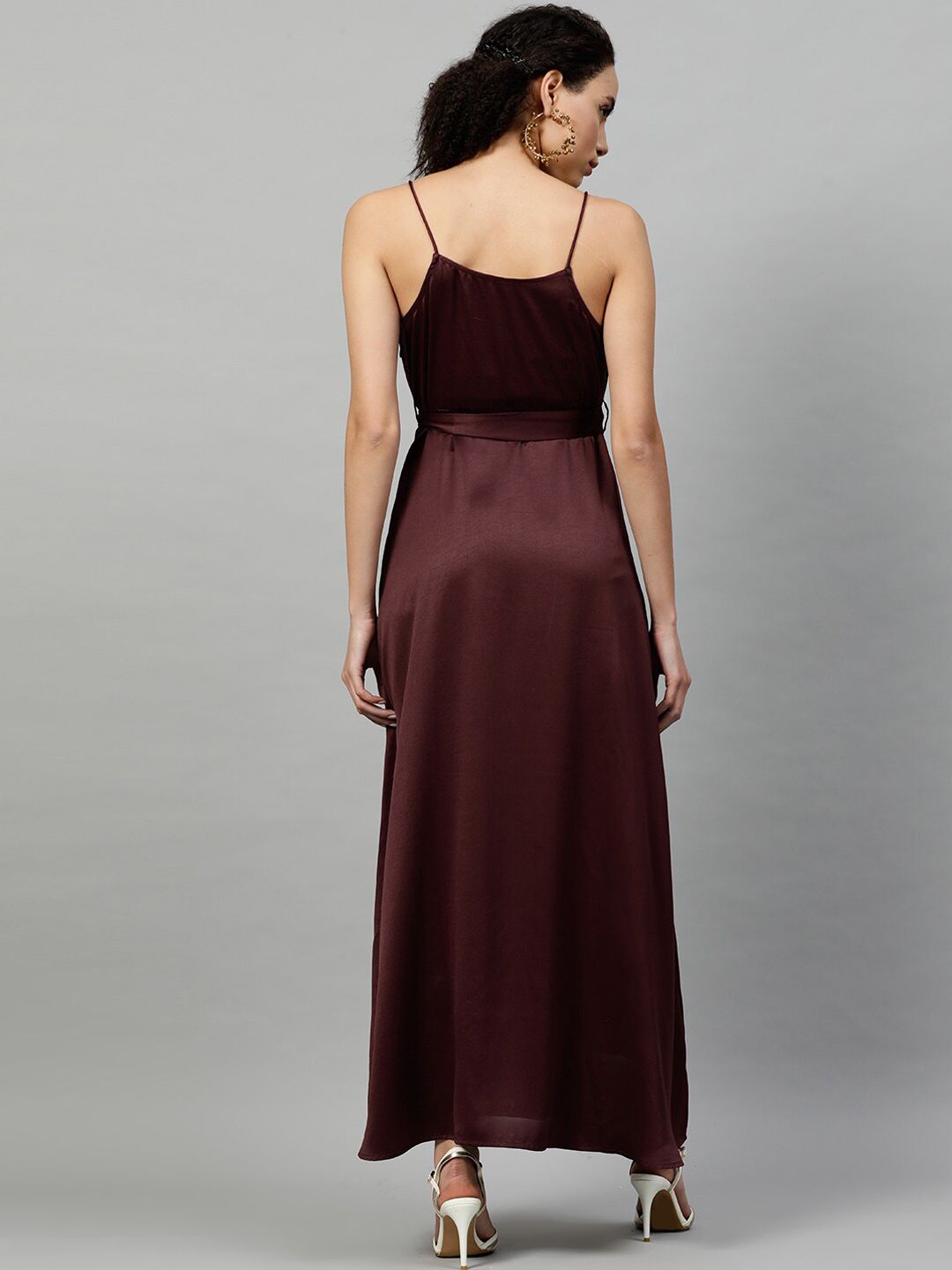STREET 9 Women Burgundy Solid Maxi Dress
