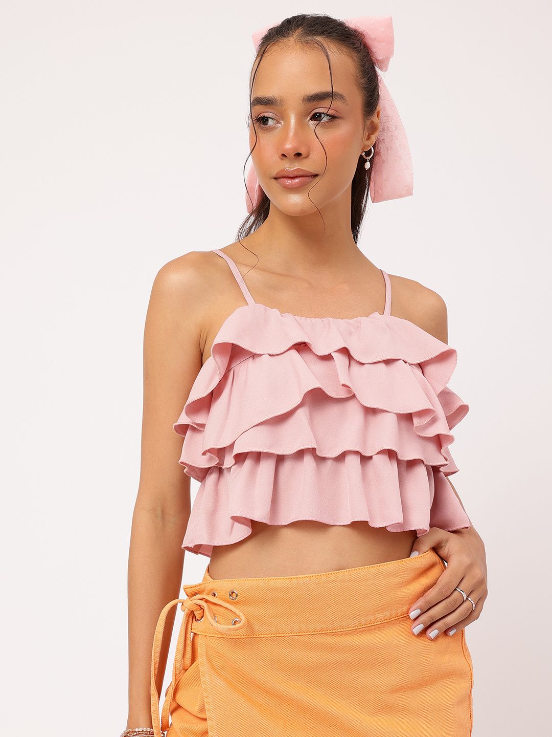 DressBerry Ruffle Dreams Tiered Smocked Crop Top