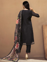 Indo Era Women Floral Embroidered Panelled Thread Work Kurta with Trousers & With Dupatta