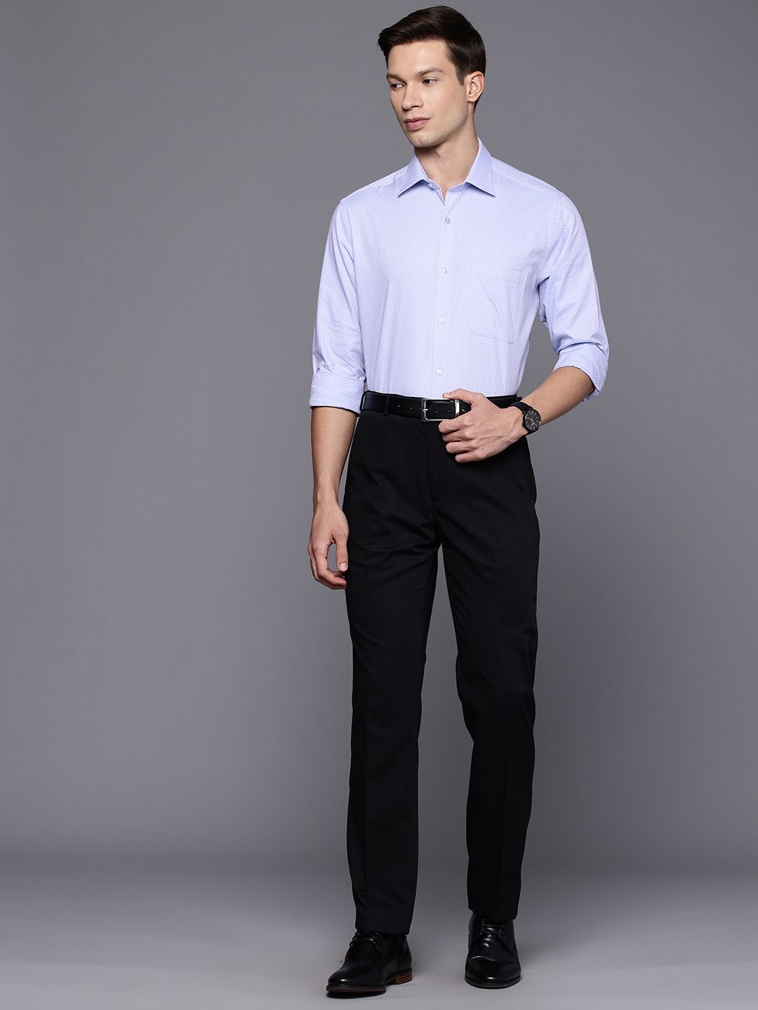 Raymond Pure Cotton Self Design Slim Fit Formal Shirt