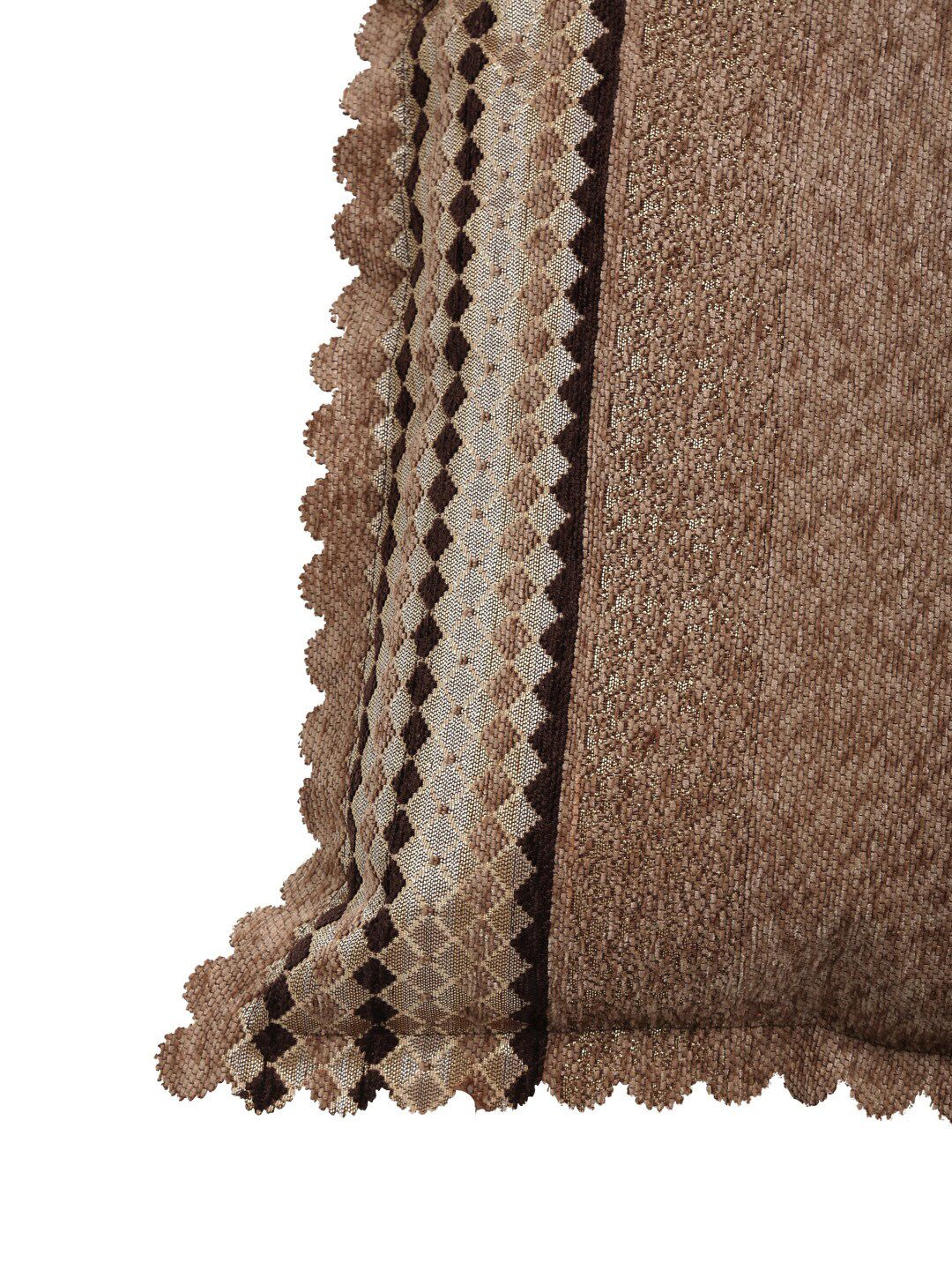 HOSTA HOMES Brown Set of 2 Geometric Velvet Square Cushion Covers