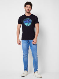 SPYKAR Round Neck Short Sleeves Typography Printed Slim Fit Cotton T-shirt